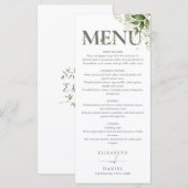 Groene Bloemtypografie Monogram Huwelijk Menu (Voorkant / Achterkant)