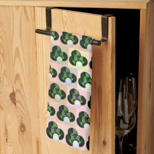Groene Blok Kunst Gras Bowling Patroon, Theedoek