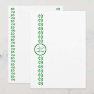 Groene Blokprint Kaart met Madeliefjes