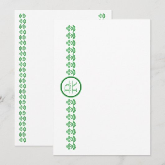 Groene Blokprint Kaart met Madeliefjes (Voorkant / Achterkant)