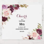 Groene Blos Rode Wijn Kleurige Bruiloftssalon Sparkling Wijnetiket (Enkel label)