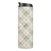 Groene Blos Roze Geruit Strepen Thermosbeker (Geroteerd rechts)