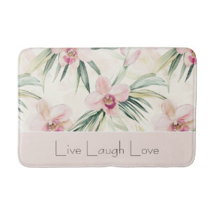 Groene Blos Roze Orchidee Bloemen Liefde Badmat