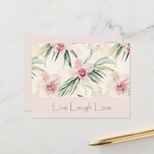 Groene Blos Roze Orchidee Bloemen Liefde Briefkaart
