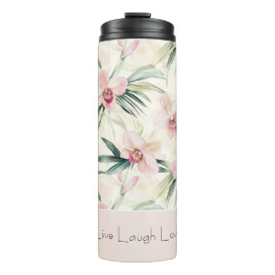 Groene Blos Roze Orchidee Bloemen Liefde Thermosbeker