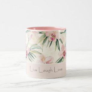Groene Blos Roze Orchidee Bloemen Liefde Tweekleurige Koffiemok