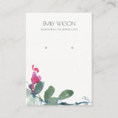 GROENE BLUE PINK EUCALYPTUS FOLIAGE EARRING DISPLA VISITEKAARTJE (Voorkant)