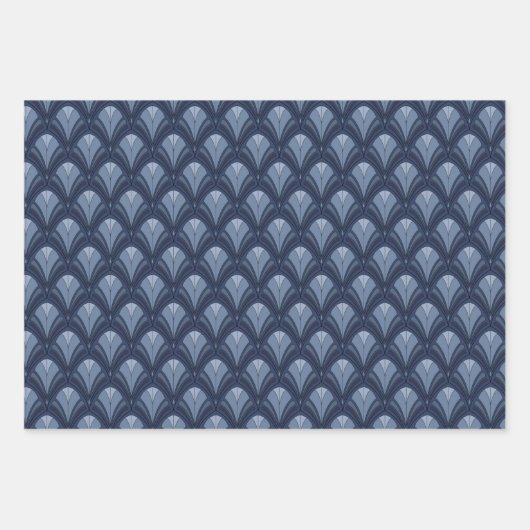 GROENE BLUE PINK GRAY ART DECO PATTERNEN INPAKPAPIER VEL (Voorkant 3)