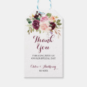 Groene Blush Bourgogne Bloemen Dank u Cadeaulabel (Voorkant)