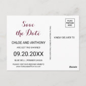 Groene Blush Bourgogne Bloemen Save the Date Kaart (Achterkant)