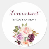 Groene Blush Bourgogne Bloemenliefde is Zoete Brui Ronde Sticker (Voorkant)