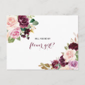 Groene Blush Bourgondië Bloem Meisje Uitnodiging Briefkaart (Voorkant)