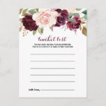 Groene Blush Bourgondië Bloemen Bucket List Kaarte Briefkaart<br><div class="desc">Deze groene blush bordeaux bloemenbucket list kaarten zijn de perfecte activiteit voor een rustieke bruiloft receptie of vrijgezellenfeest. Het ontwerp is voorzien van sierlijke groene,  blush,  paarse,  rode en bordeaux handgetekende bloemboeketten,  inspirerend natuurschoon. Bucket List teken wordt apart verkocht.</div>