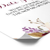 Groene Blush Bourgondiërse Bloemendatum Jar Bord Poster (Hoek)