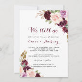 Groene Blush Bourgondiërse Bloemige Huwelijksbelof Kaart (Voorkant)