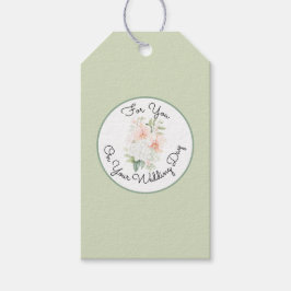Groene Blush Perzik Orchidee Bloemen Bruiloft Fees Cadeaulabel