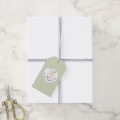 Groene Blush Perzik Orchidee Bloemen Bruiloft Fees Cadeaulabel (Met Touw)