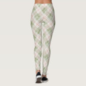 Groene Blush Roze Geruite Strepen Leggings (Achterkant)