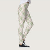 Groene Blush Roze Geruite Strepen Leggings (Rechts)