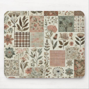 Groene Blush Roze Patchwork Bloemige Gestikte Ontw Muismat