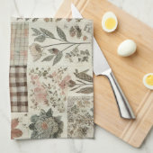 Groene Blush Roze Patchwork Quilt Rustieke Bloemen Theedoek (Quarter Fold)