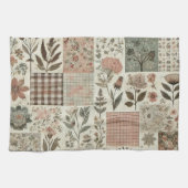 Groene Blush Roze Patchwork Quilt Rustieke Bloemen Theedoek (Horizontaal)