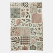 Groene Blush Roze Patchwork Quilt Rustieke Bloemen Theedoek (Verticaal)