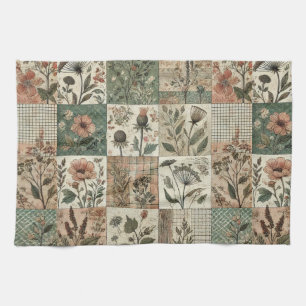 Groene Blush Roze Patchwork Quilt Rustieke Bloemen Theedoek