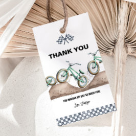 Groene BMX Dirt fiets bedank cadeautag Cadeaulabel