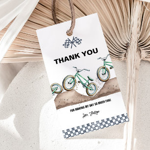 Groene BMX Dirt fiets bedank cadeautag Cadeaulabel