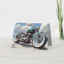 Groene Bobber Motorfiets Kaart - Strand Achtergron