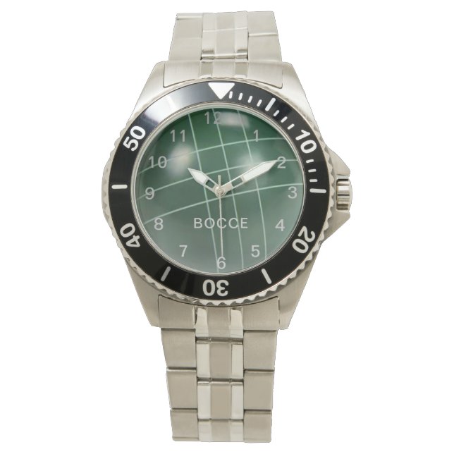 Groene bocce ball moderne hartritmehorloge horloge (Voorkant)