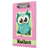 Groene bocht op roze en witte strepen klembord (Links)