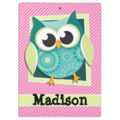 Groene bocht op roze en witte strepen klembord (Achterkant)