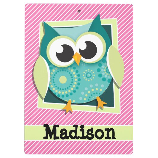 Groene bocht op roze en witte strepen klembord (Achterkant)