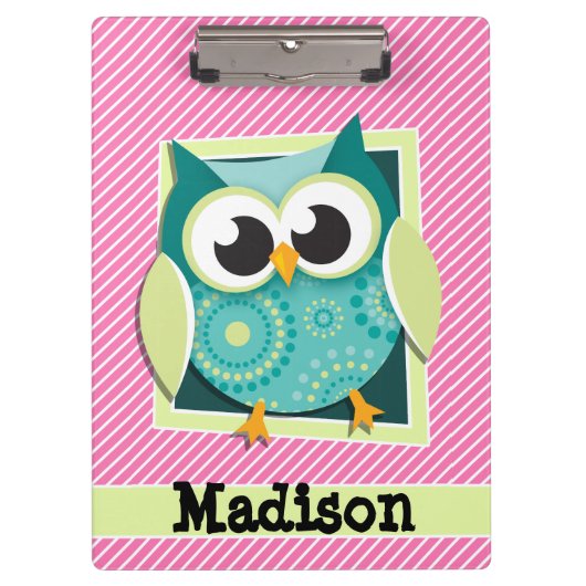 Groene bocht op roze en witte strepen klembord (Voorkant)