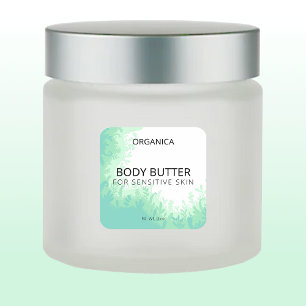 Groene body boterlabels voor de gevoelige huid vierkante sticker
