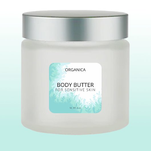 Groene body boterlabels voor de gevoelige huid vierkante sticker