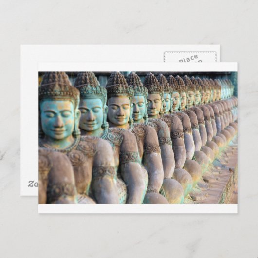 Groene boeddha beelden Siem Reap Cambodia Briefkaart (Voorkant / Achterkant)