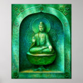 Groene Boeddha Zen Boeddhistische Meditation Art P Poster (Voorkant)