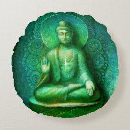 Groene Boeddha Zen Meditation Round Pillow Rond Kussen