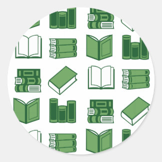 Groene boek lezen en schrijven patroon ronde sticker