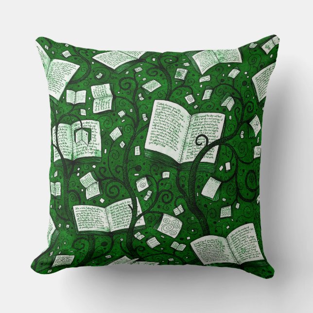 Groene boeken achtergrond kussen (Voorkant)