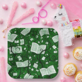 Groene boeken achtergrond papieren bordje (Feest)
