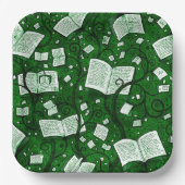 Groene boeken achtergrond papieren bordje (Voorkant)