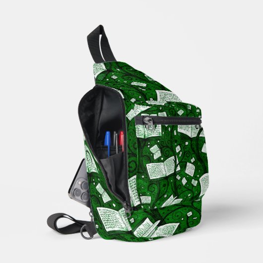 Groene boeken achtergrond sling bag (Open)