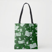 Groene boeken achtergrond tote bag (Voorkant)
