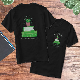 Groene Boeken en Plant Leraar T-shirt met Naam
