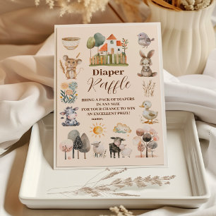Groene Boerderij Dieren Barnyard Raffle Diapper Informatiekaartje