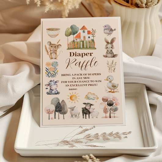 Groene Boerderij Dieren Barnyard Raffle Diapper Informatiekaartje